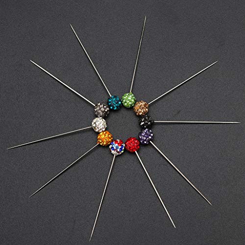Image of 30-Pack Multicolor Rhinestone Brooch Pins for Hijab Scarves - Black