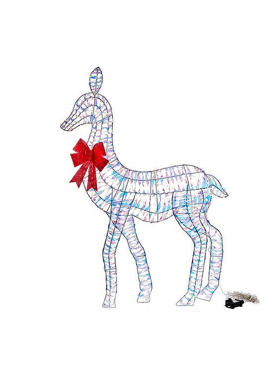 Marco Paul OpaLight Hirschfamilie Weihnachtsdekorationen - 3-teiliges beleuchtetes Rentierset mit 750 warmweißen LEDs, Innen- & Außenbereich Hirsch, Rehkitz Ornamente, Metallrahmen und rote Schleifen