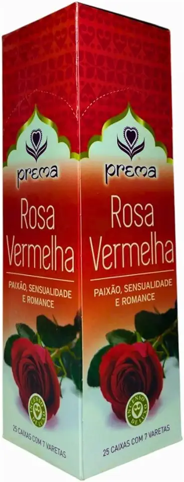 Incenso Indiano Prema Rosa Vermelha - Atrai Amor Cx.25un.7v.