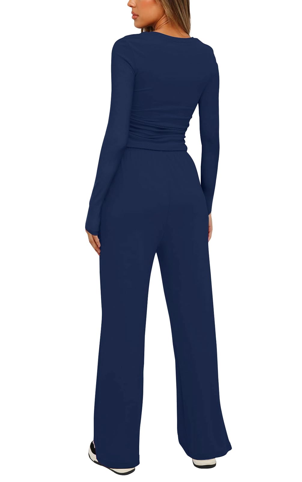 Rayson Conjunto Deportivo Mujer Ancho Dos Piezas Casual Chandal Mujer Completo Manga Larga Conjunto Pantalon y Blusa con Bolsillo Elegante para Casa Fitness Jogging