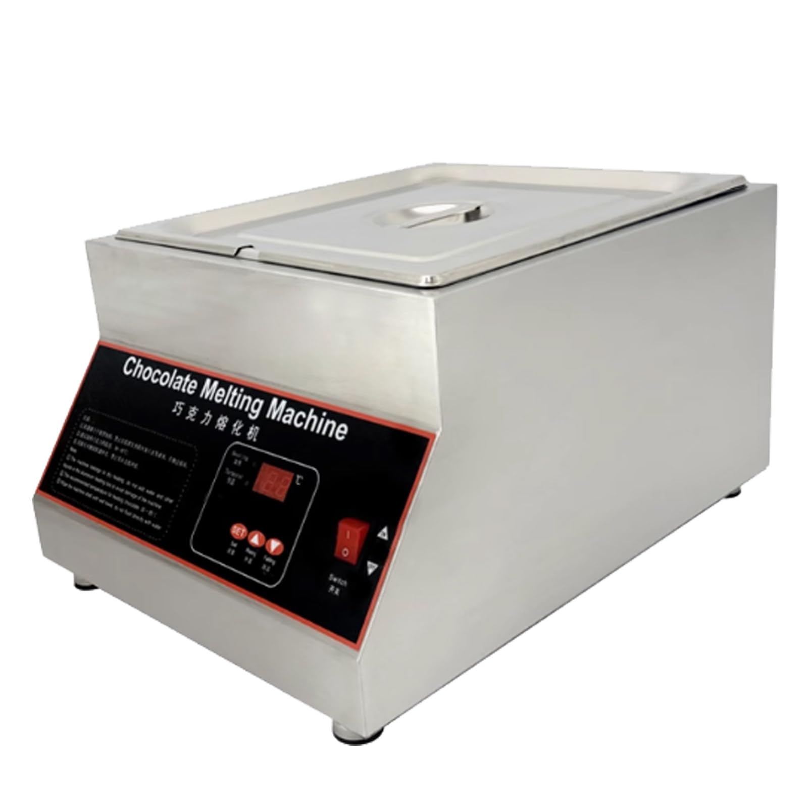 Tempéreuse à Chocolat Commerciale 500 W, Chocolat en Acier Inoxydable Bain-Marie 1/2/4, Température Réglable 0-95°c, pour Chauffer Beurre Crème Lait,1tank