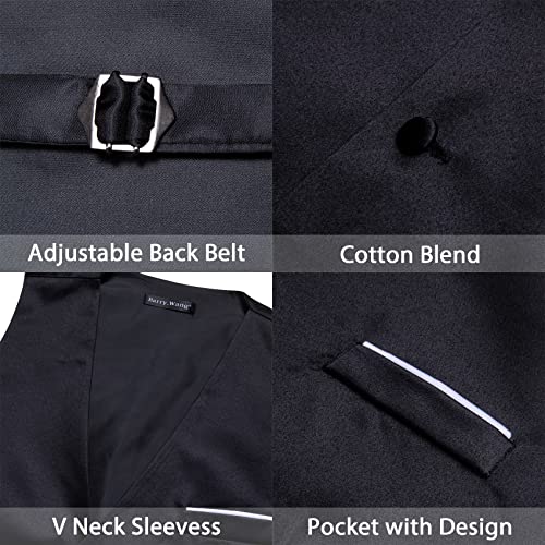 Image of Barry.Wang Vest for Men Business /Leisure Dress Suit Vests V-neck 2 Pockets Wedding Party Tuxedo Satin Waistcoat