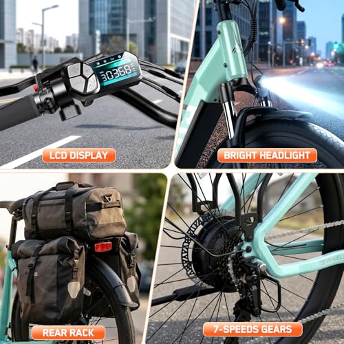Image of TST Electric Bike for Adults, 1200W Peak Motor 60 Miles Fat Tire E Bike with 48V 15Ah Removable Battery 27.5 * 2.25 inch All-Terrain Electric Bike Front Suspension