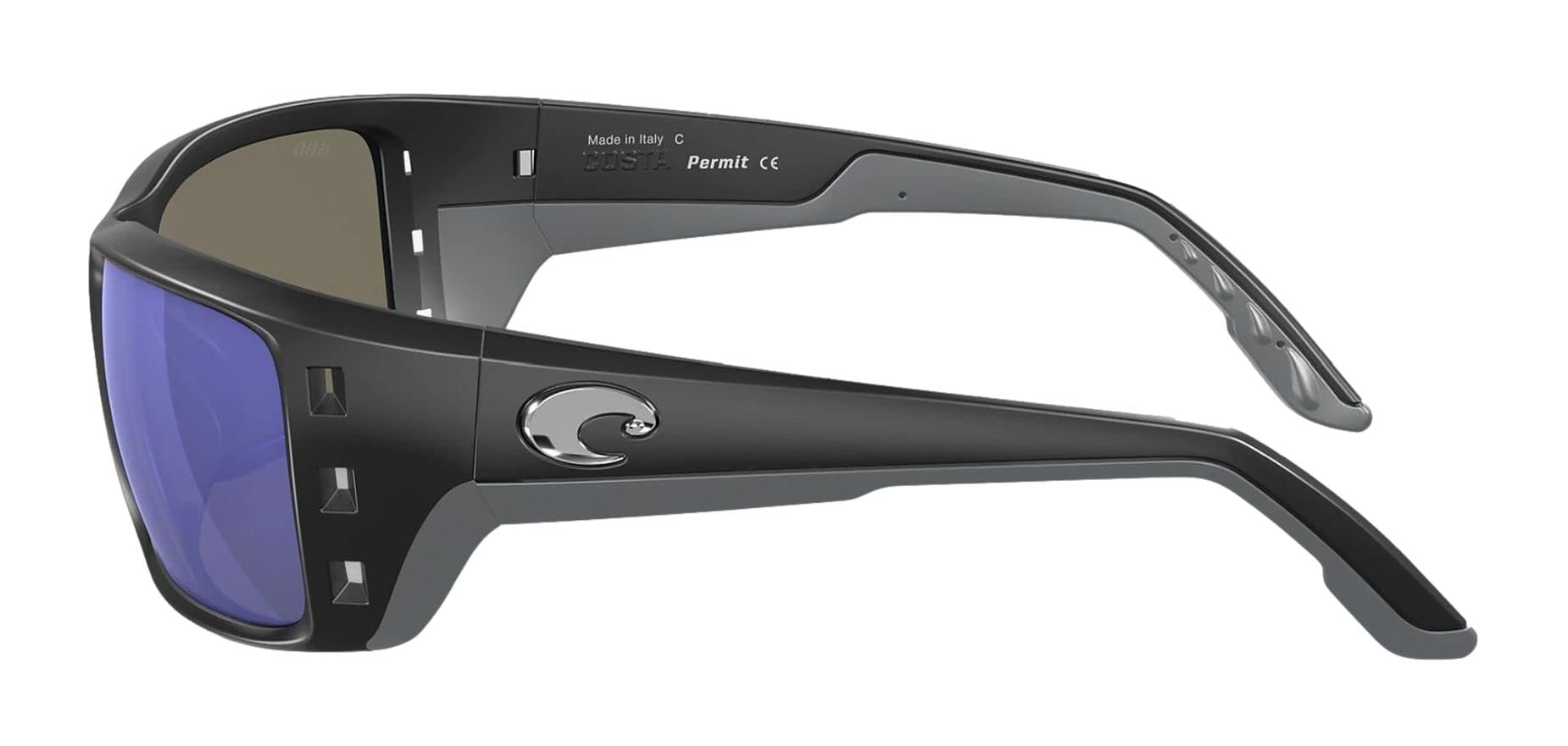 Costa Permit Polarized Sunglasses - Costa 580 Glass Lens Matte Black/Blue Mirror, One Size - Men's by Costa Del Mar