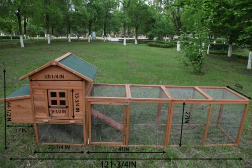 Chicken Coop Large Chicken House Outdoor Wooden Hutch Hen Duck Pet Rabbit Hutch Cage For 2-6 Chickens, Home Backyard Run With Openable Roof And Side Door, Foldable Poultry House With Nesting Box /120" #TOP2