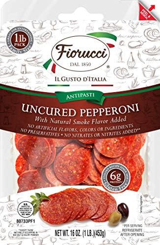 Fiorucci Charcuterie Pepperoni, Family Size, Nitrite & Antibiotic Free, Uncured, 1 Pound, Pack of 1