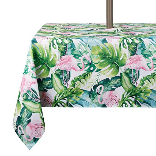 Image of EHouseHome Outdoor Indoor 60inch SquareTablecloth with Umbrella Hole and Zipper, Waterproof Zippered Patio Table Cloths, Spring /Summer Table Covers for Backyard Circular Table /BBQs /Picnic