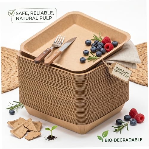 Bandejas para servir de papel rectangular con acabado resistente y diseño eco-responsable 3