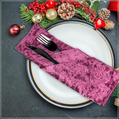 Serviettes velours rose 100 pièces pour décoration de mariage chic - 8
