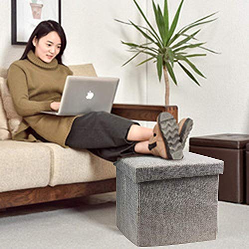 Image of Cardboard Folding Organizer Storage Ottoman Bench Footrest Stool Coffee Table Cube, Camping Fishing Toys Chest Stool, Quick And Easy Assembly, 22L Capacity, Padded