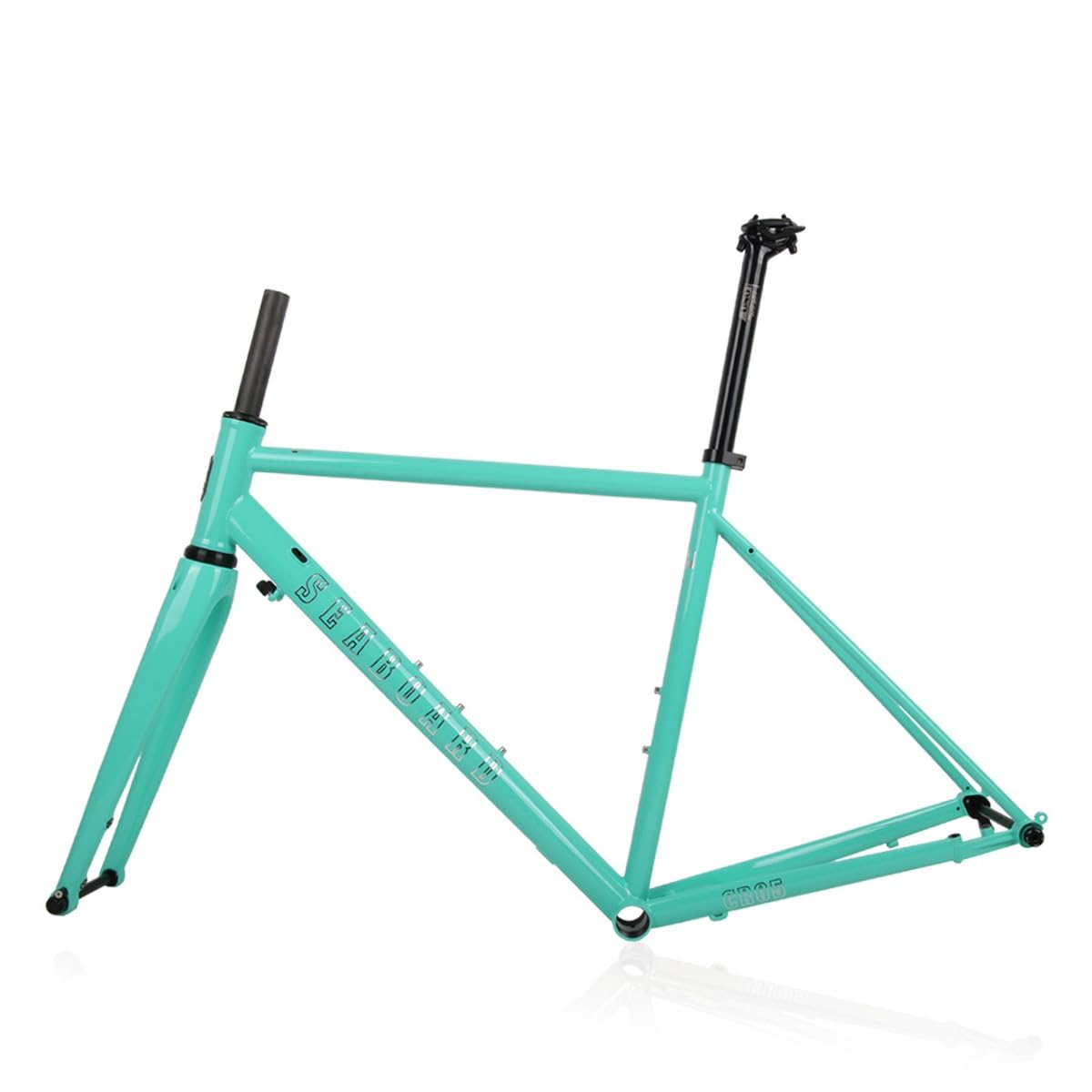 Rennradrahmen aus 700C Cr-Mo-Stahl, Größen 47 cm, 50 cm und 53 cm, Scheibenbremsen, 100 mm/142 mm Steckachse, Carbonfasergabel (grün, 53 cm).