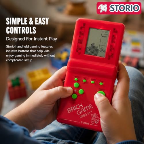 Image of Storio Handheld Video Game Console for Kids, 9999 in 1 Brick Game, Portable LCD Retro Gaming Device, Educational Electronic Game Toy for Boys Girls Travel Entertainment