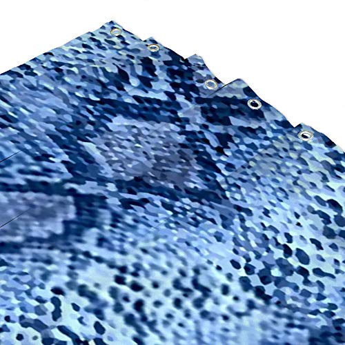 Rideau de douche serpent bleu en polyester premium avec 12 œillets - 4