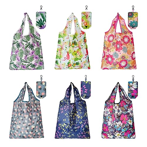 6 Stück Wiederverwendbare Einkaufstaschen, 50cm*37cm Faltbare Umweltfreundliche Einkaufstasche, Waschmaschinenfest, tragbare Leichte Kapazität Einkaufsbeutel für den täglichen Einkauf Loading