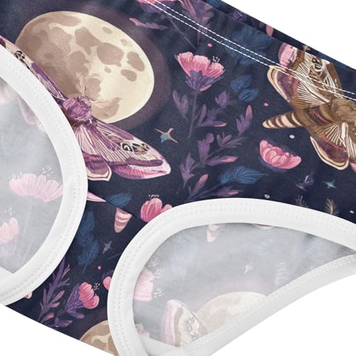 Wusikd Moths Flowers Girls' Underwear Cotton Moons Girls Briefs Soft Toddler Underwear 2T4