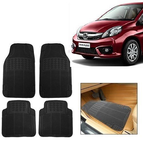Autonity Rubber Car Floor / Foot Mats Set Of 4 Black For Honda Amaze