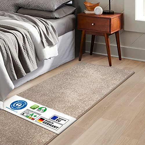 KARAT Bettvorleger Lyon - edle Velours Bettumrandung - Teppich Läufer für...