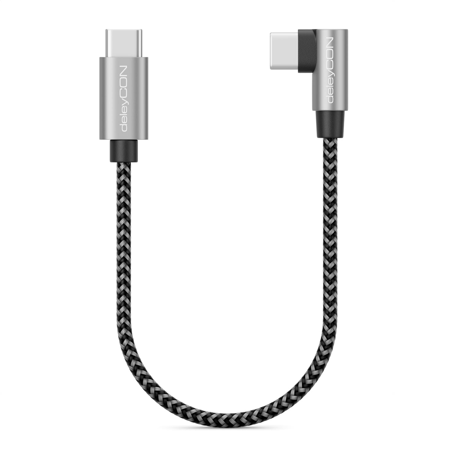 deleyCON USB-C 0,15m 90° Angolato PD3.0 60W Ricarica Rapida Corto 15cm USB-C a USB-C per iPhone 17 16 15 Pro Max Air S26 S25 S24 Pixel iPad Pro MacBook Air Tablet Switch PS5