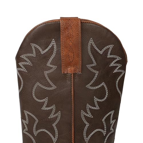 Image of femflame Cowboy Boots for Men Round Toe Distressed Work boots Embroidered Western Boots Traditional Country Boot