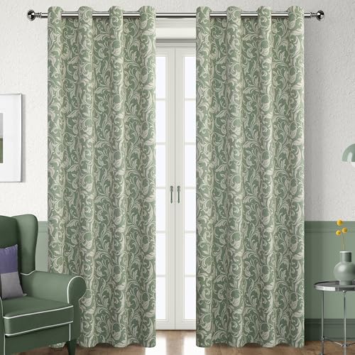 Image of 80% Blackout Curtains for Bedroom, Green Window Drapes 72 Inch Length for Living Room, Thermal Insulated Grommet Curtains, 2 Panels