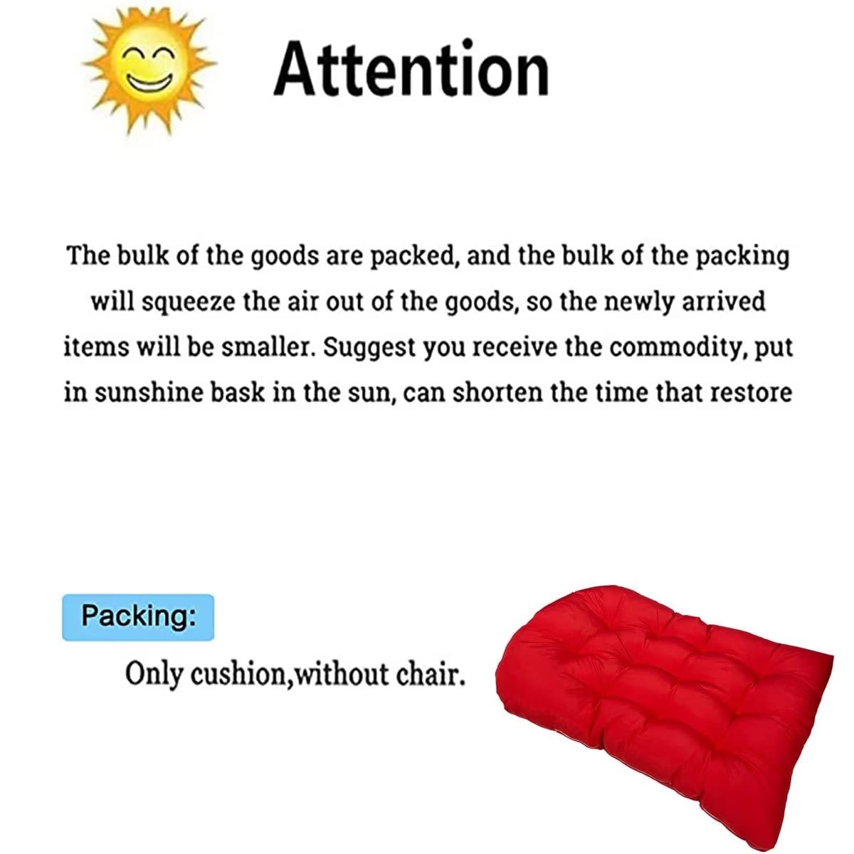 TESICA Swing Hanging Basket Seat Cushion, Hanging Basket Chair Cushion, Thicken Hanging Egg Chair Cushion, Waterproof Egg Swing Chair Cushion, Light Grey