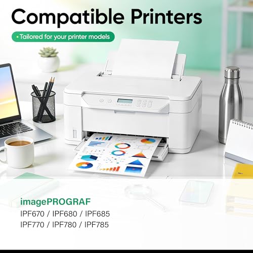 Image of PFI-107 Ink Tank Set 5-Pack 130ml High Capacity Replacement for Canon PFI-107 PFI107 Ink Cartridges Compatible with Canon Color imagePROGRAF iPF670 iPF680 iPF685 iPF770 iPF780 iPF785 Inkjet Printer