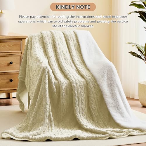 Image of Homemate Electric Heated Blanket Full Size - 72 inchx84 inch Heating Bed Blankets Throw with 8 Hours Auto Off 10 Heating Levels Fast Heating Over-Heated Protection Soft Warm Flannel Bed ETL Certified