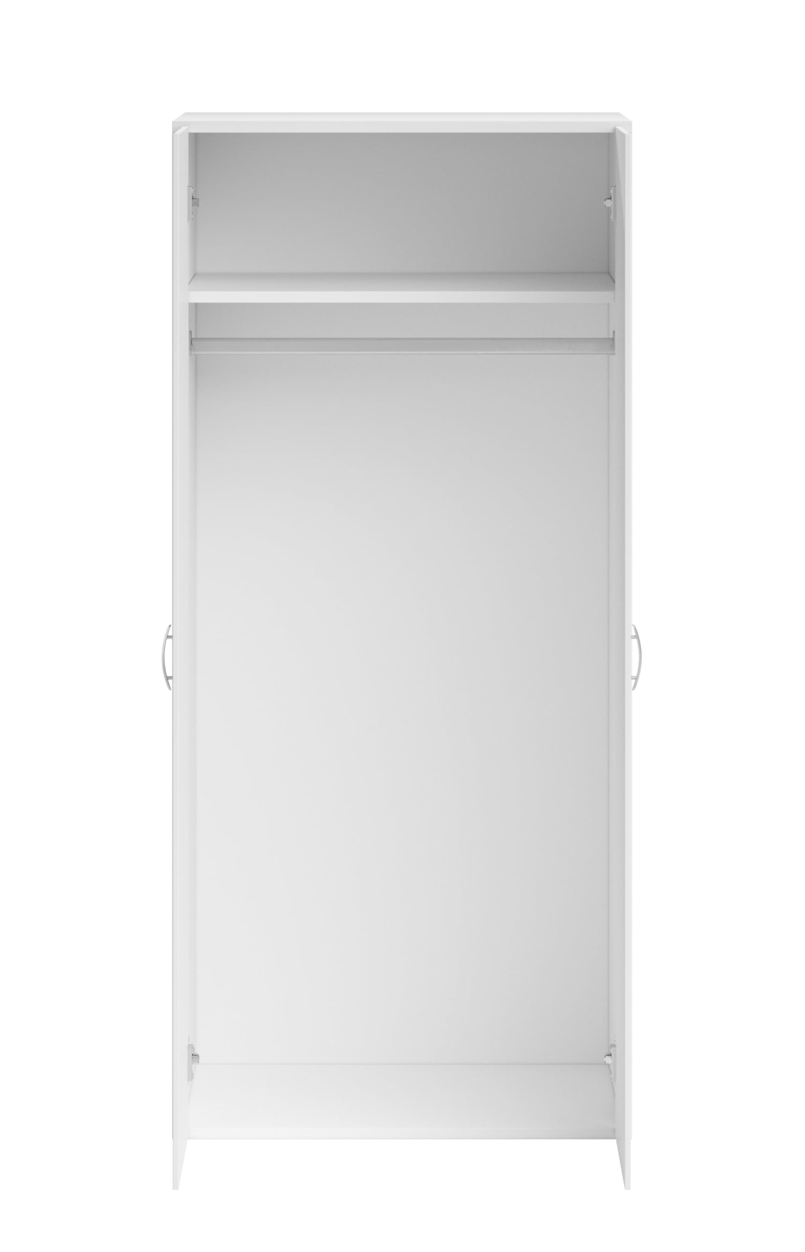 Generico Armadio Bianco a 2 Ante, Guardaroba con Appendiabiti e Ripiano, L.80 P.52 H.177 cm