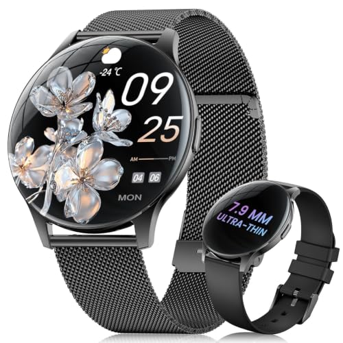 ESFOE Damen Smartwatch Ultradünn,1.43" AMOLED Smart Watch mit Bluetooth Anrufe,Uhr Damen Herren mit 120 Sportmodi Pulsuhr Schlafmonitor… – Ansicht 1