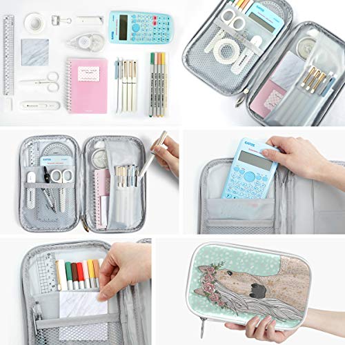 Image of Animal Floral Horse Pencil Bag Case Zipper Pencil Holder Organizer Stationary Pen Bag Cosmetic Makeup Bag Pouch Purse for School Office Supplies