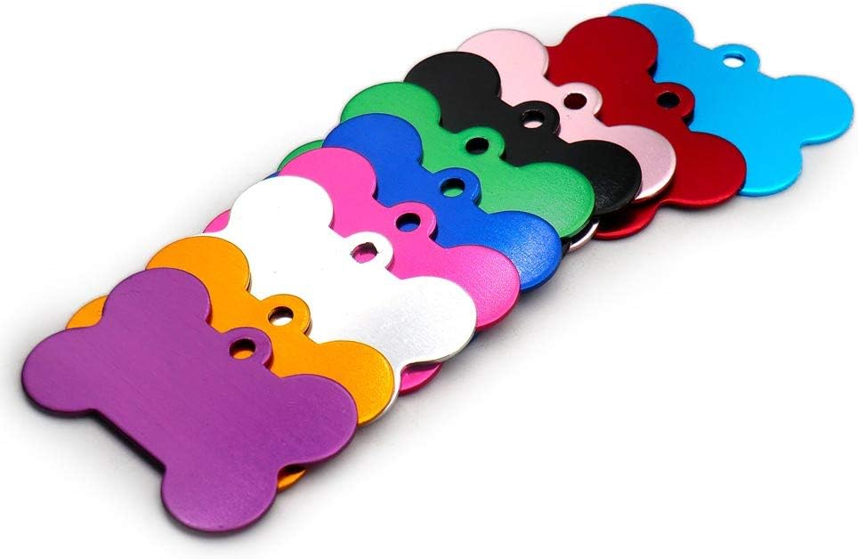 100 PCS カスタム アルミ ドッグタグ 骨の形 猫 犬 ID タグ ネームプレート ペット ID タグ 名前 番号 タグ ペッ