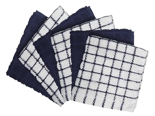 Image of Bumble Dish Cloths (6 Pack) | 12 inch x 12 inch | 100% Cotton Kitchen Towels | 405 GSM | Soft, Highly Absorbent & Durable Dish Towels for Kitchen | Navy