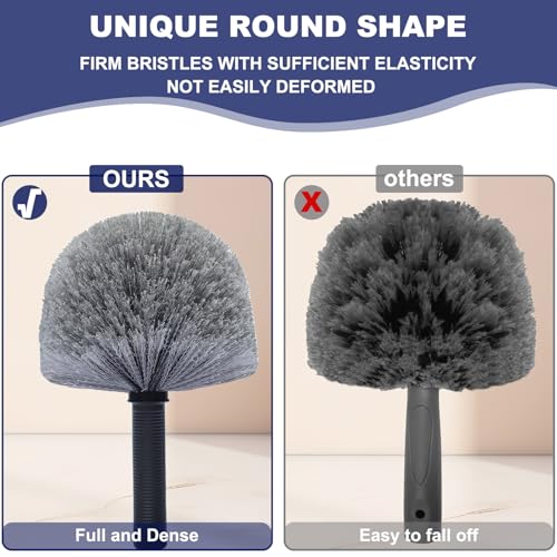 Image of 4 Pack Cobweb Duster Head Brush - High Efficiency Twist-On Spider Web Brush for Indoor & Outdoor Cleaning, Compatible with Standard Threaded Poles