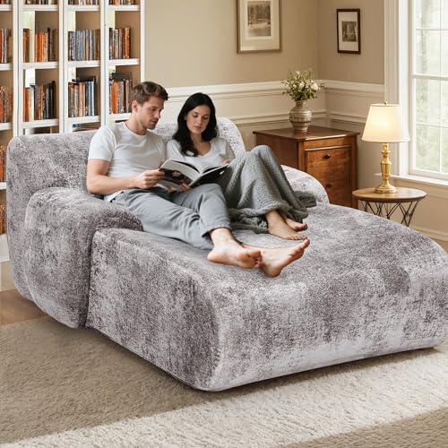 Image of 66 Inches Oversized Chaise Lounge Indoor with Lumbar Pillow