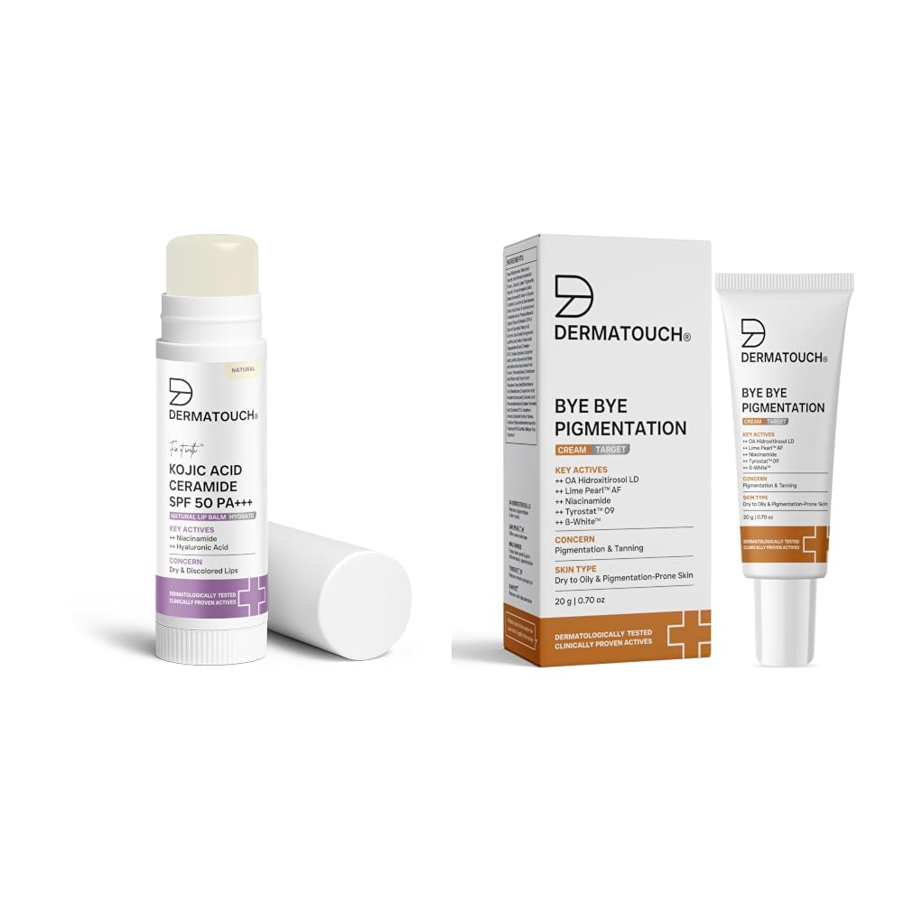 DERMATOUCH Kojic Acid Ceramide SPF 50 PA+++ Natural Lip Balm - 5g & Bye Bye Pigmentation Cream 20g-picture-16