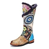 ♥♥ Aus Leder: Klassisches Design im Reitstil mit Vintage-Bohemian-Muster, dieser Stiefel ist Ihr Begleiter zu jedem Outfit. Der Stiefel ist handgefertigt aus echtem Rindsleder und innen mit weichem Lederfutter. Die Kombination aus Obermaterial und Futter aus Leder sorgt für unübertroffenen Tragekomfort und Atmungsaktivität.