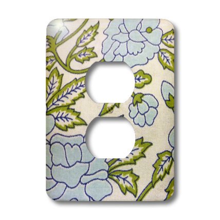 Couvercle d'interrupteur lisse à motif floral doux et pois blancs coloris vert 3dRose