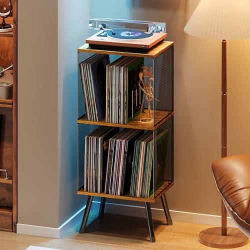 X-cosrack 3-Tier Record Player Stand, Turntable Stand with Storag...