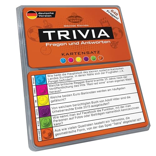 Trivia Kartensatz Fragen und Antworten Erweiterungsset Gesellschaftsspiele Quiz Pubquiz [Deutsche Ausgabe] (Orange Edition)