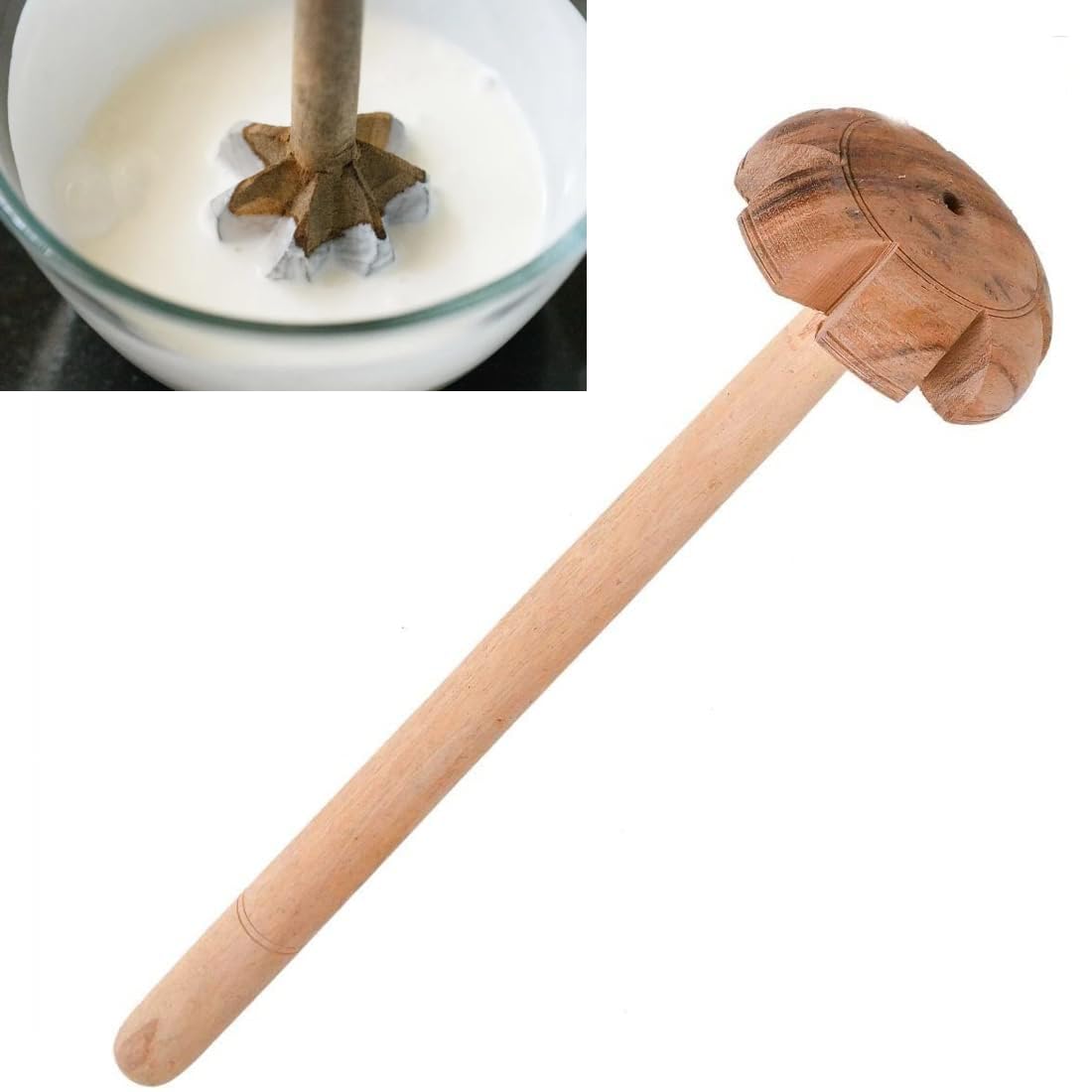 Drumstone (Exclusively 𝟭𝟬+𝟱 Year Warranty) Durable Wooden Blender for All Kitchen Purposes – Mixing, Blending, Smashing & Pressing | Easy Handling, Safe Transportation | Perfect Gifting for Friends & Family