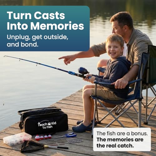 Kids Fishing Pole & Tackle Box Kit - Complete Beginner Set, Ages 4-12 - image 6