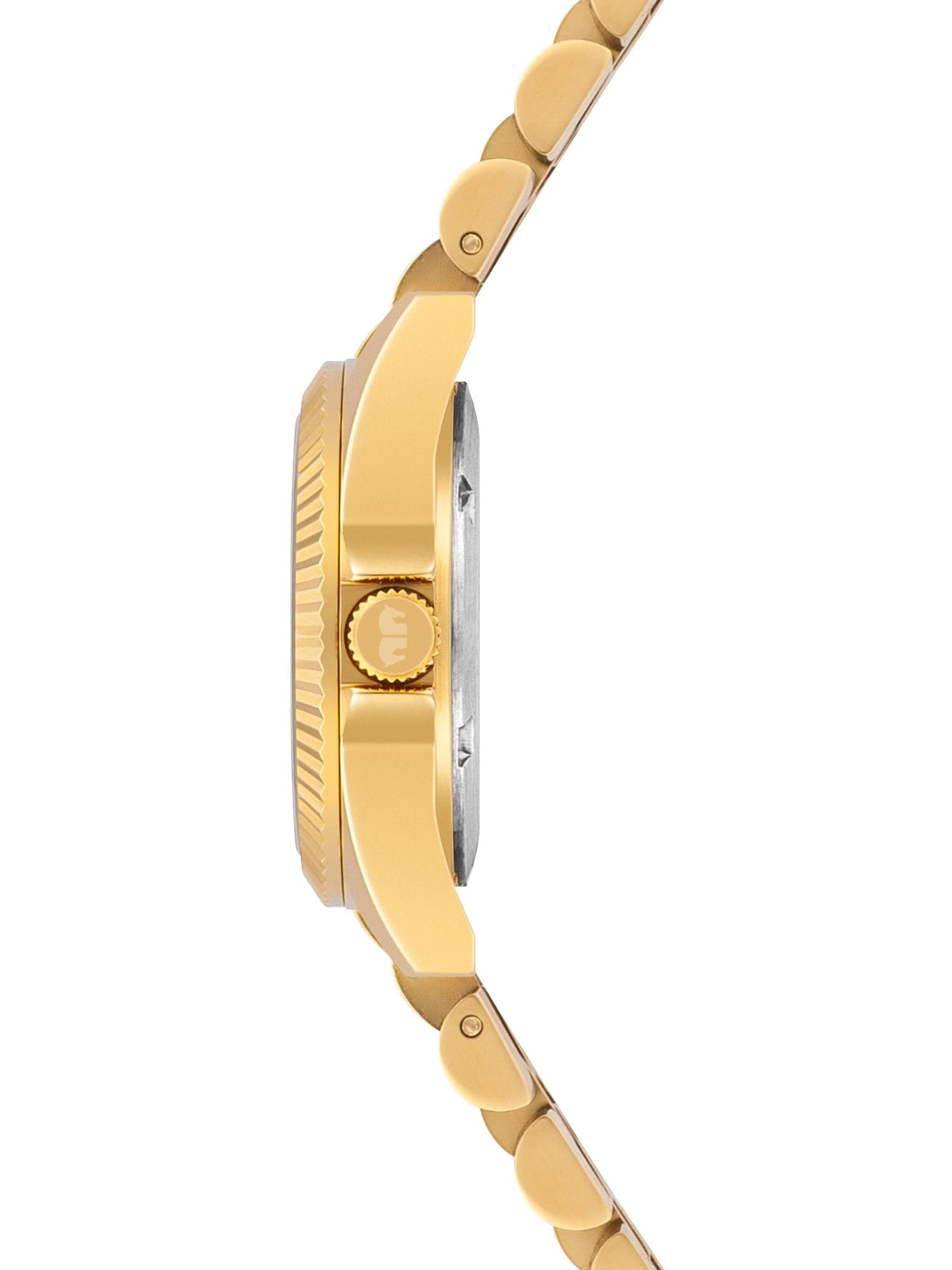 Rhodenwald & Söhne Damen Uhr analog Quarzwerk 5 ATM mit Edelstahl Glieder-Armband Gelbgold verziert mit Kristallen - Armbanduhr Frauen 10010492