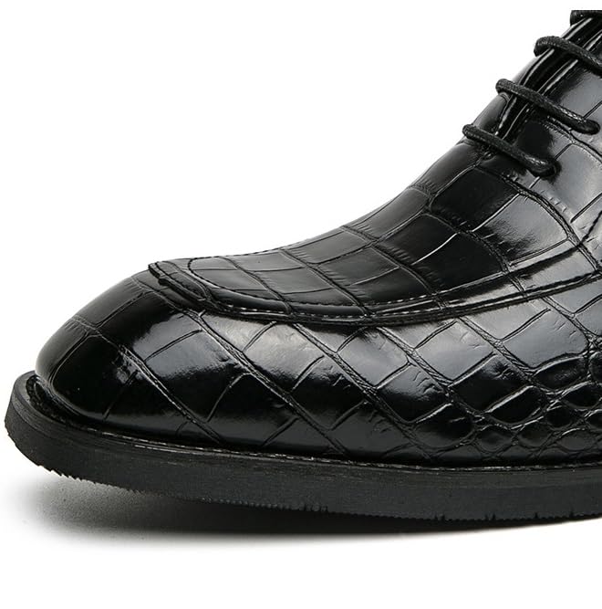 Men's Genuine Leather Oxford Shoes Low Top Formal Business Soft Rubber Sole Dress Shoes Non-Slip Waterproof Formal Derby Shoes(Black,10)2