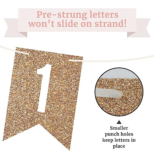 Image of Pre-Strung Happy 21st Birthday Banner - Gold Glitter Birthday Banner | No DIY - Gold Glitter 21st Party Decorations for Men & Women - Pre-Strung on 6 ft Strands - Bday Party Decorations & Decor