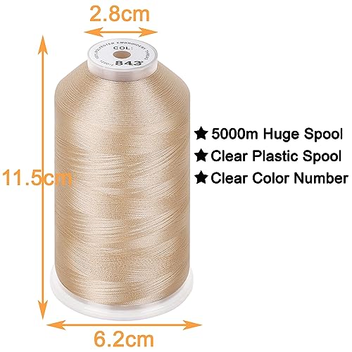 Image of New brothread - Single Huge Spool 5000M Each Polyester Embroidery Machine Thread 40WT for Commercial and Domestic Machines - Beige