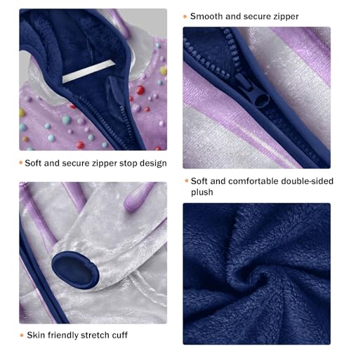 Purple Icing Sprinkles Toddler Fleece Jacket Girl Boys Hooded Fleece Jacket Coat Warm Outwear Zip-up 3-10T3