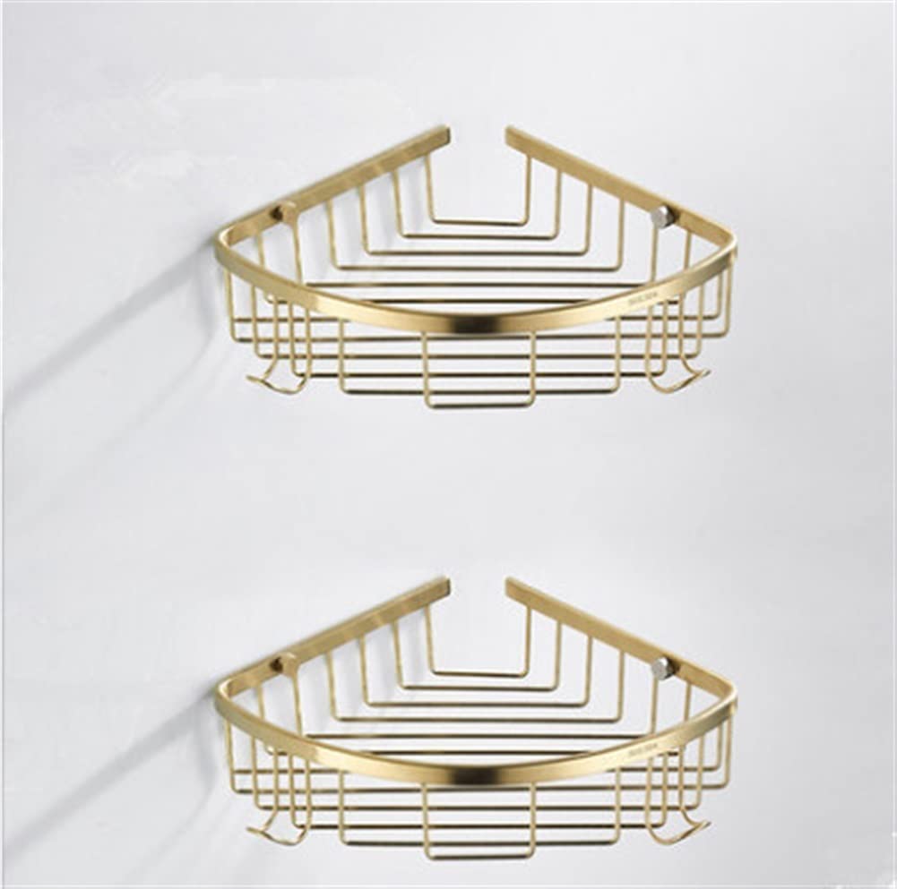 Ruiseawing Bathroom Shelves Corner Shower Caddy Floating Shelves Brushed Gold Stainless Steel for Cosmetics Shampoo Organizer Shelf Draining
