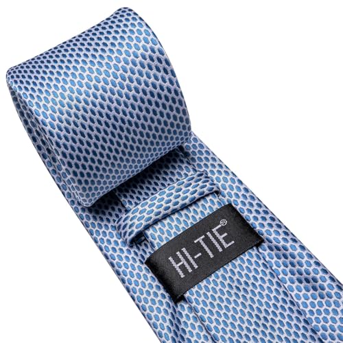 Image of Hi-Tie 70 inches Ties for Men Silk Extra Long Necktie and Pocket Square Cufflinks Set Men Big and Tall Tie Business