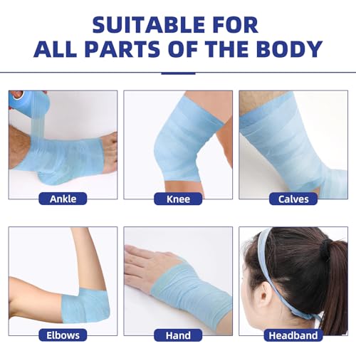 Image of OK TAPE Pre Wrap Tape (4-Rolls, 120 Yards) - Athletic Foam Underwrap for Sports, Protect for Ankles Wrists Hands and Knees, 2.75 Inches - Blue