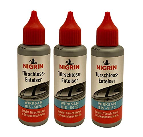 ILODA 3 x 50ml Nigrin Türschlossenteiser, Enteiser für Autotür, Türschloss-Enteiser, Schlossenteiser